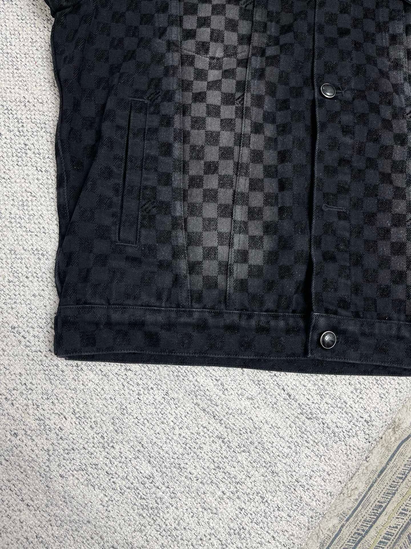 1AHBDY Tracksuit Flocked Damier Denim Trucker Jacket