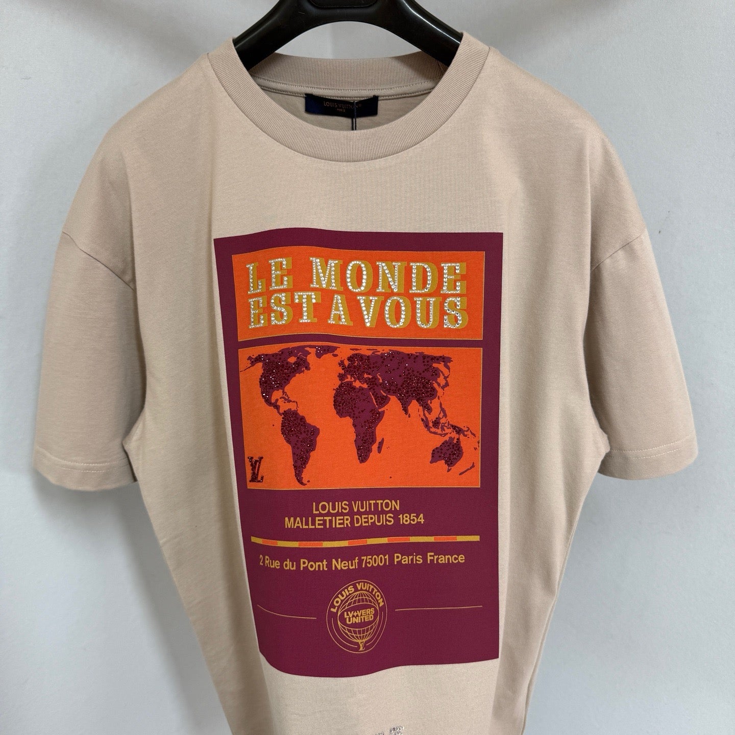 Tee-shirt lv graphique ornementé en coton