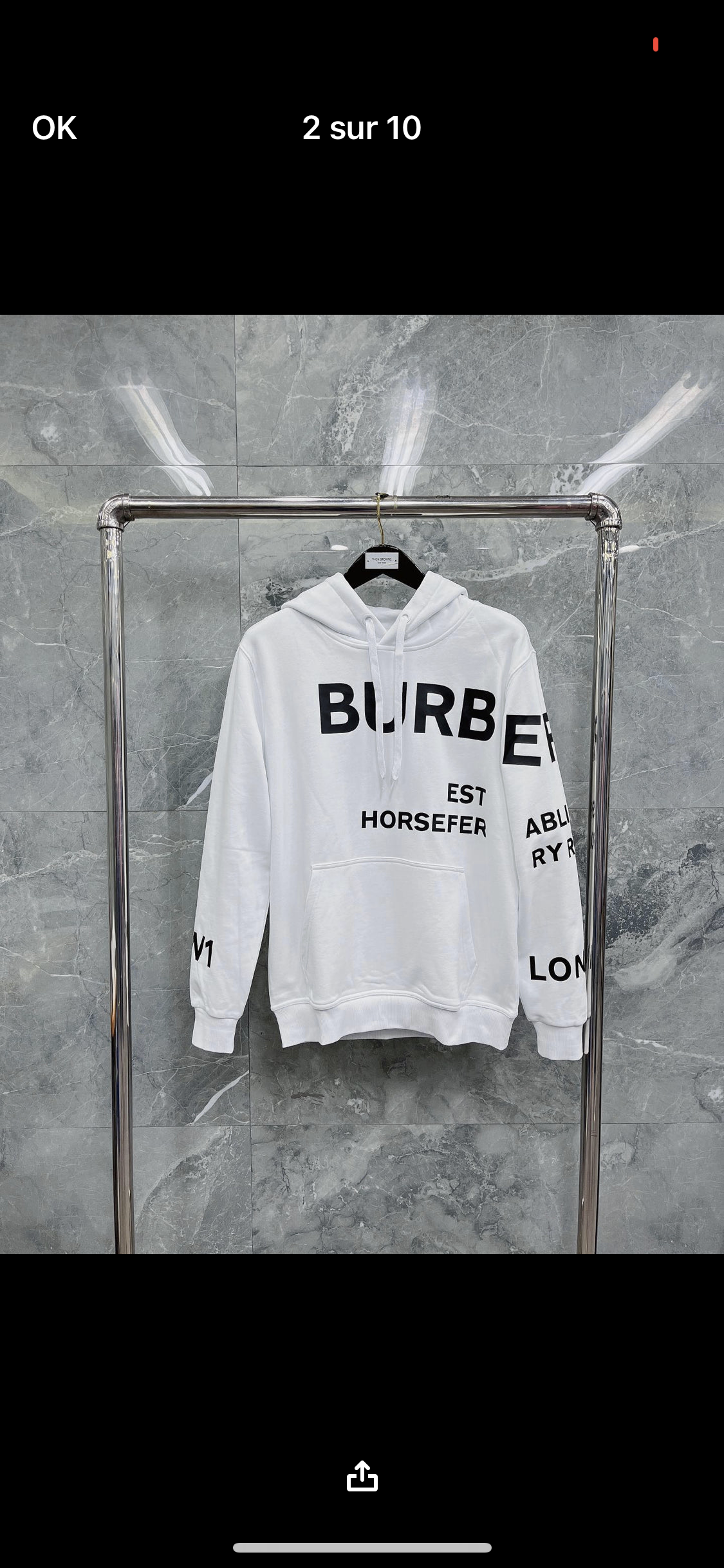 White BRB sweatshirt invoice