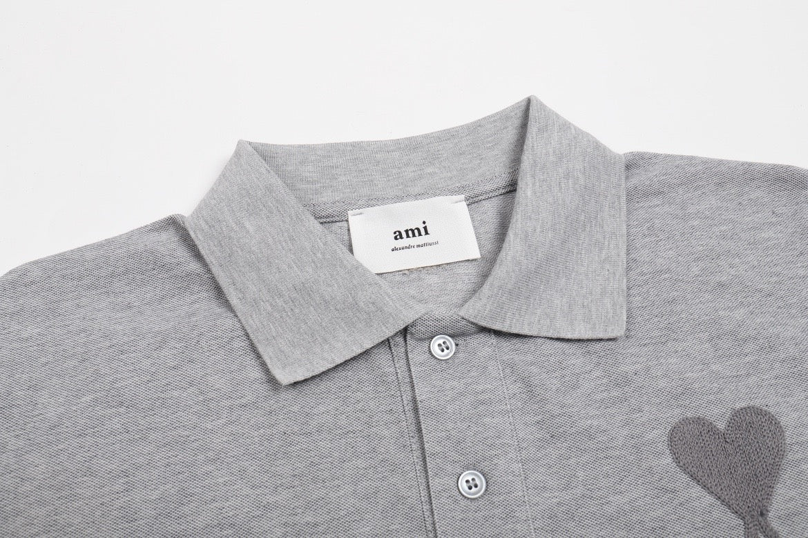 Polo gris à petit logo ami de cœur gris