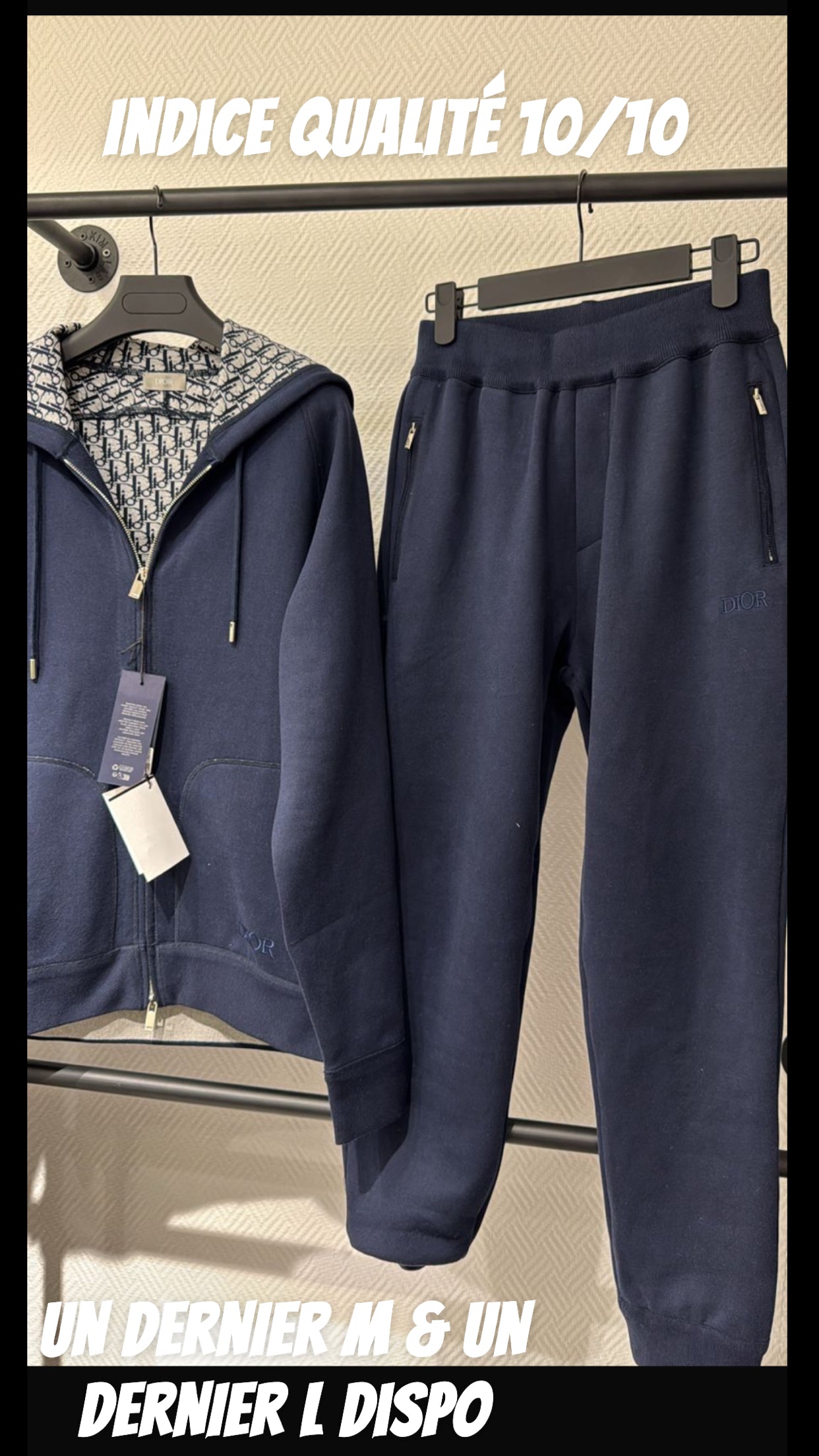 survêtement à capuche CDMaille de coton et cachemire bleu marine