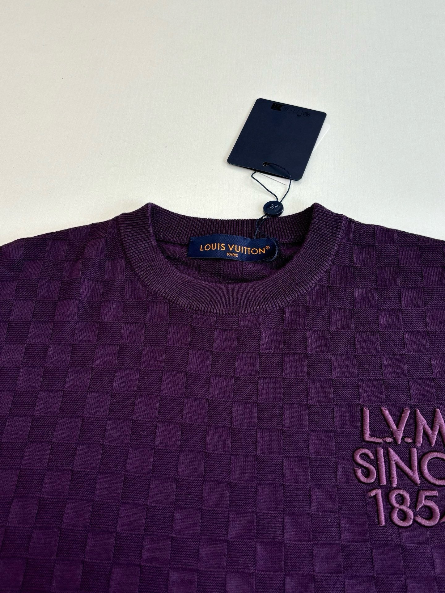 T-shirt Purple lv maille jacquard damier