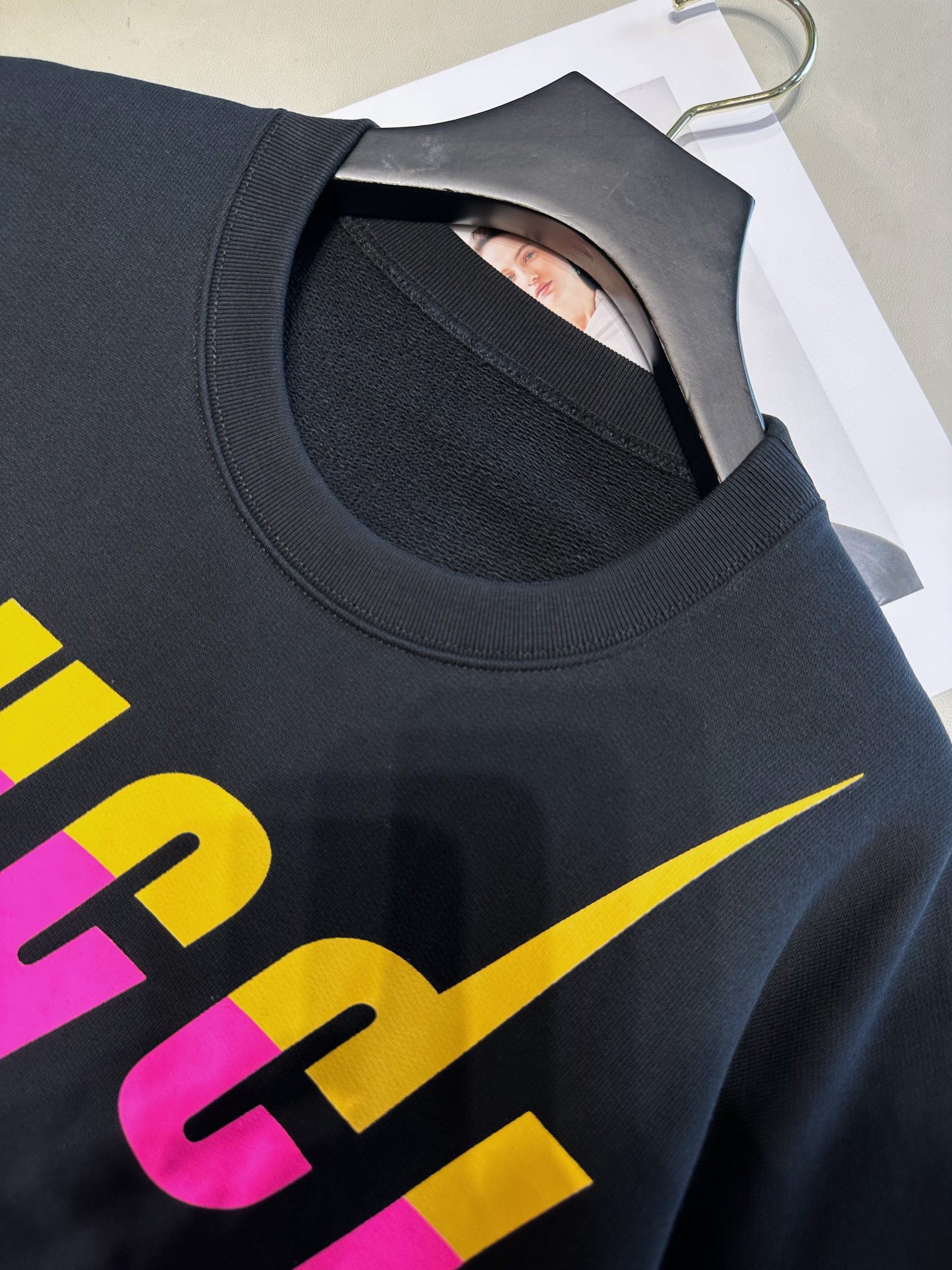 Gucci print coton sweat-shirt black and pink