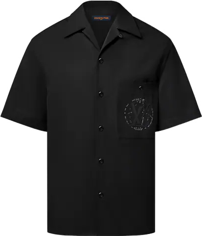 Chemise manches courtes brodée en coton lv