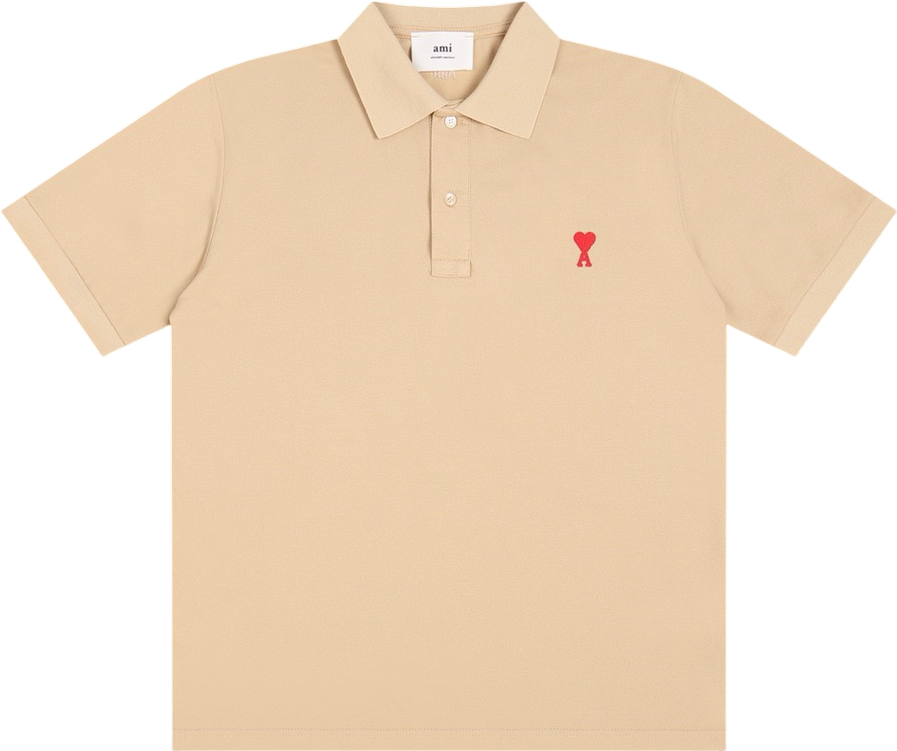 Polo Camel à petit logo ami de cœur rouge