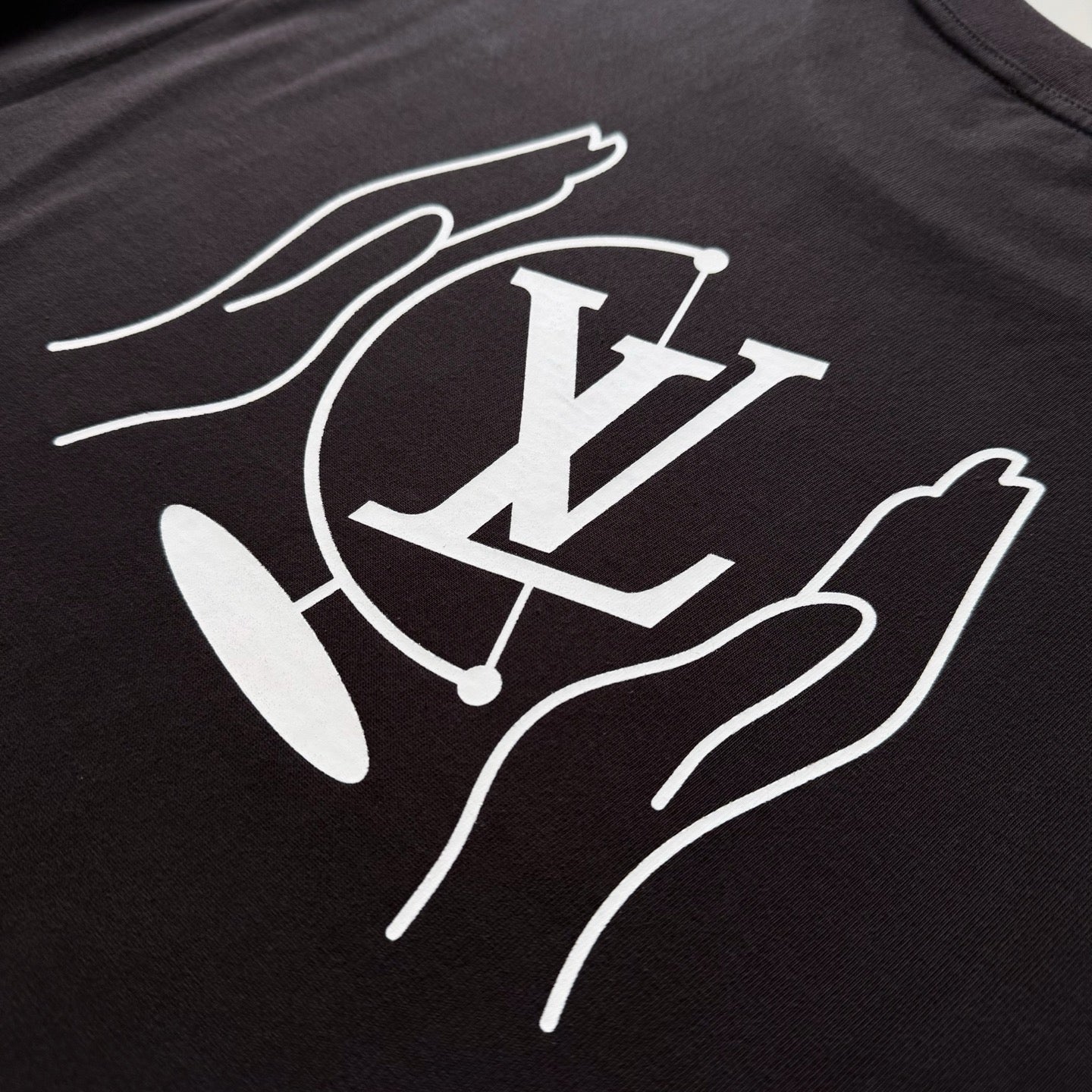 Tee-shirt lv imprimé et délavé en coton