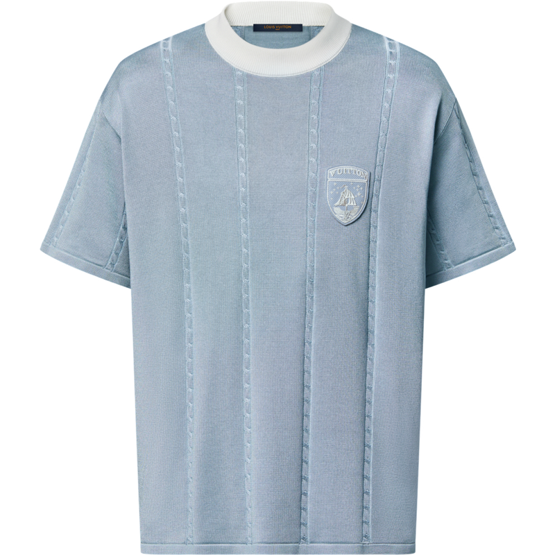 Tee-shirt manches courtes en coton et soie bleu lv