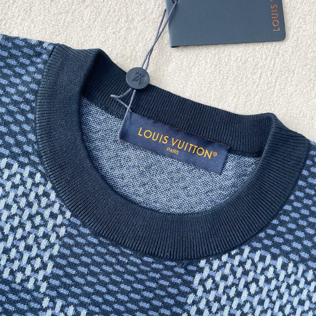 T shirt Lv Damier a Patch Bleu