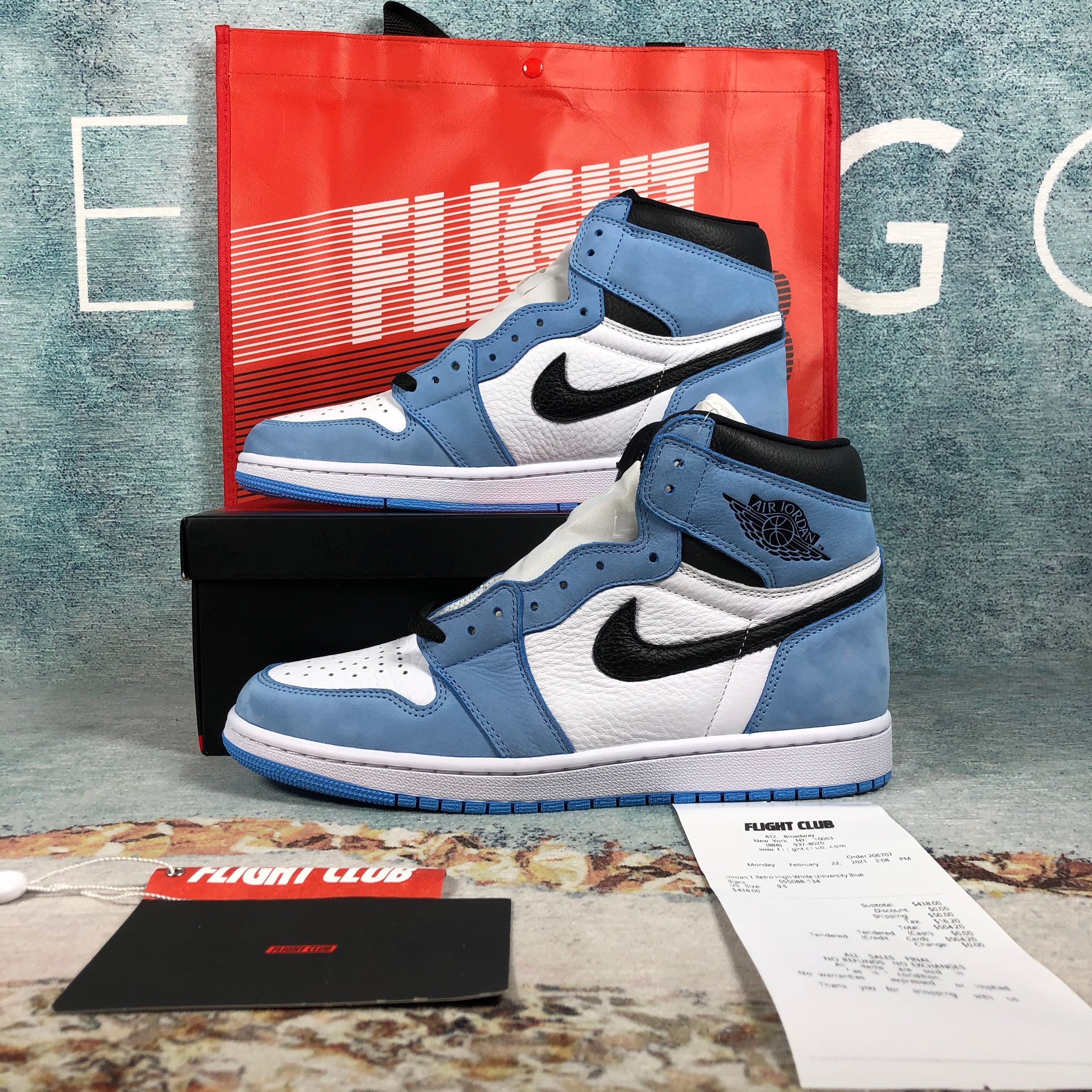 Jordan 1 University blue flight club Authentification 1:1 ✔️ Facture