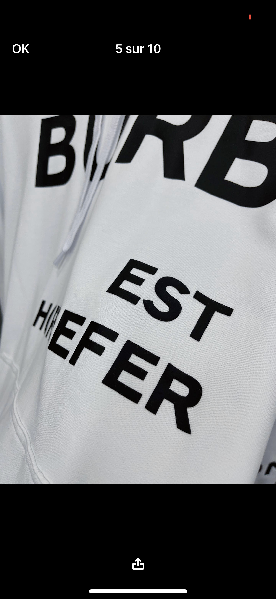 White BRB sweatshirt invoice