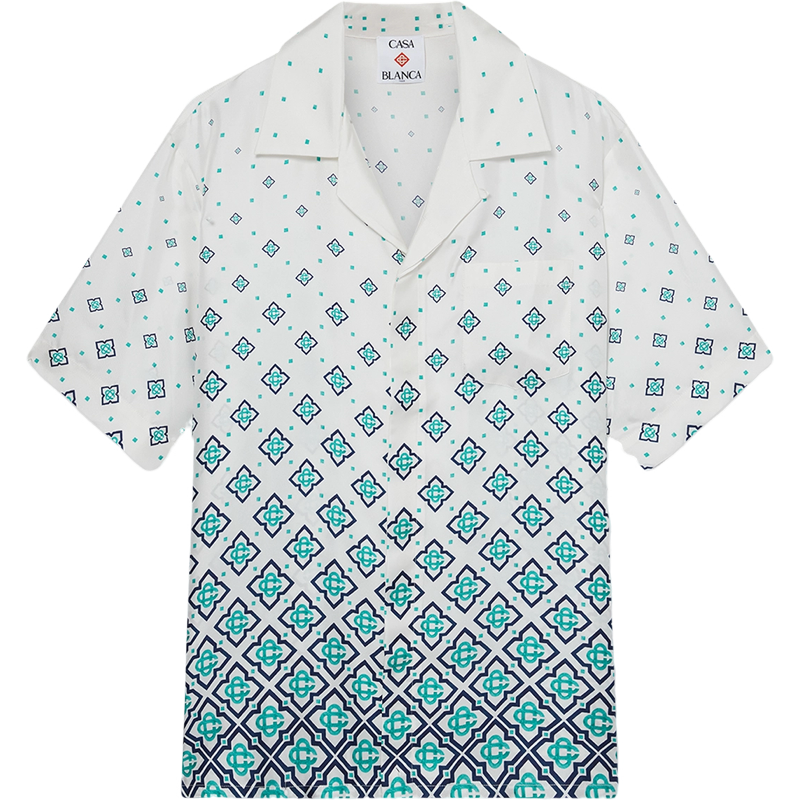 GRADIENT MONOGRAM SHORT SLEEVE SILK SHIRT casa
