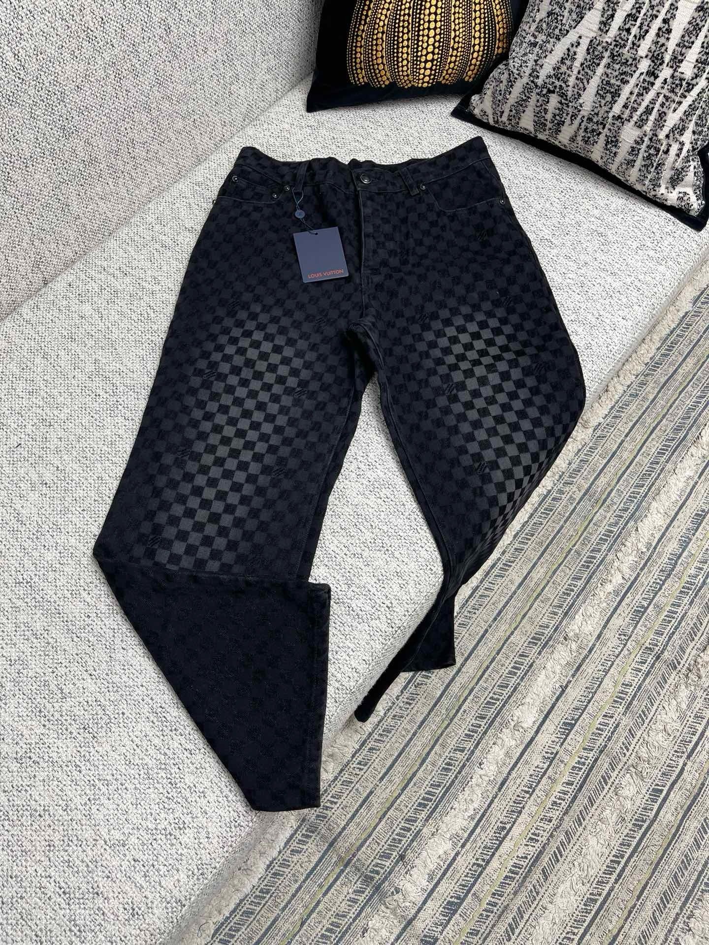 1AHBDY Tracksuit Flocked Damier Denim Trucker Jacket