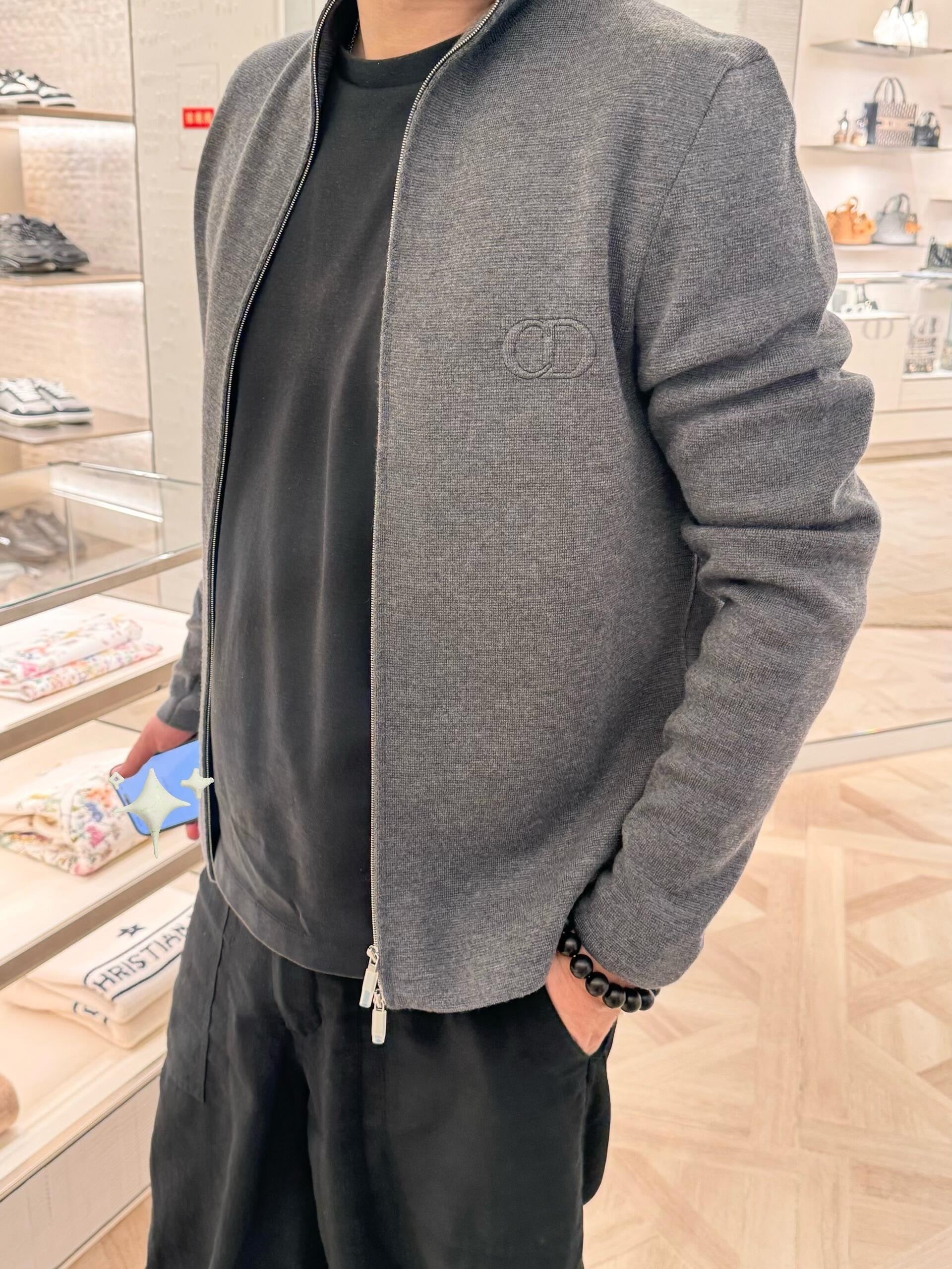 Cardigan CD Oblique brodé CD 10/10 gris