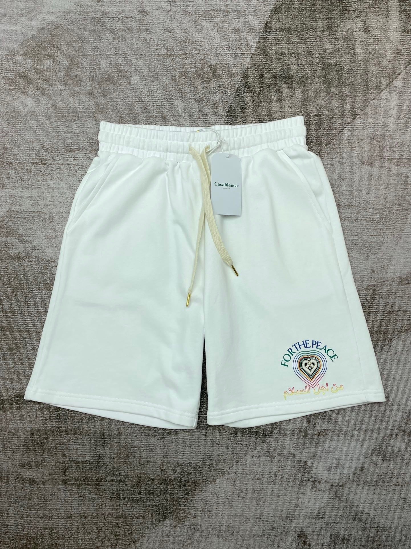 Baumwollfleece-Shorts für den Frieden Weiß