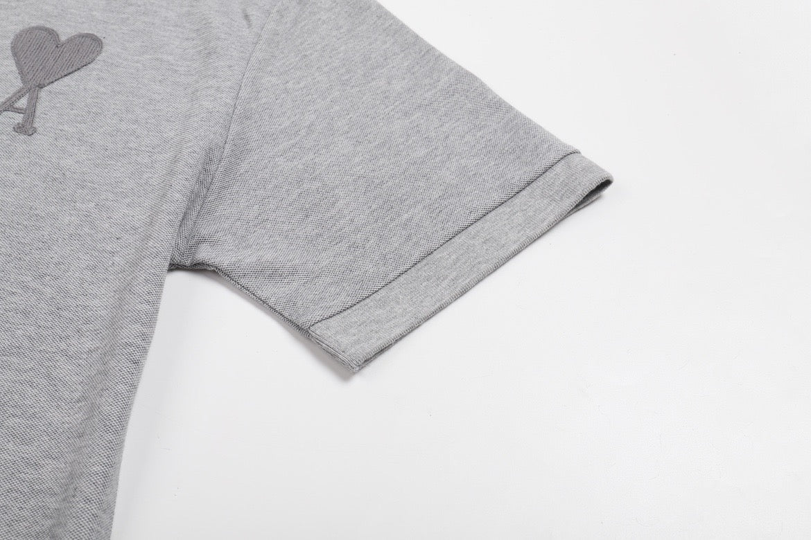 Polo gris à petit logo ami de cœur gris