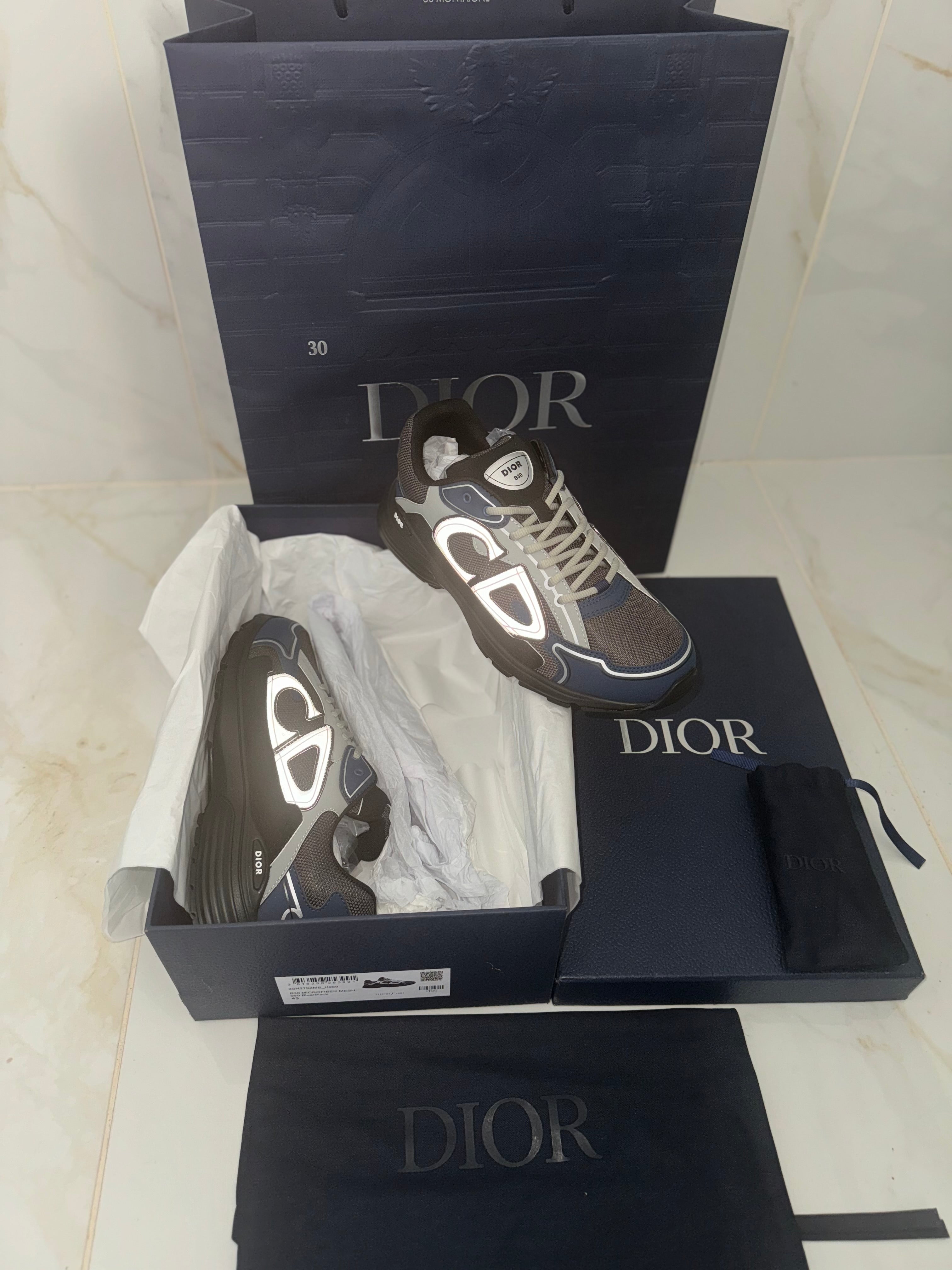 SNEAKERS B30 V3 VERSION BIEN LISSE BLUE NIGHT GREY RÉFLECTIVE RÉACTION CORRECTES FACTURE PACKAGING COMPLET