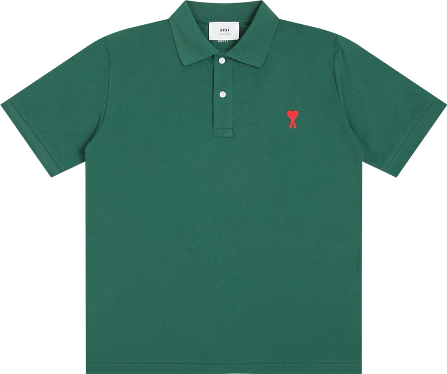 Polo vert à petit logo ami de cœur rouge