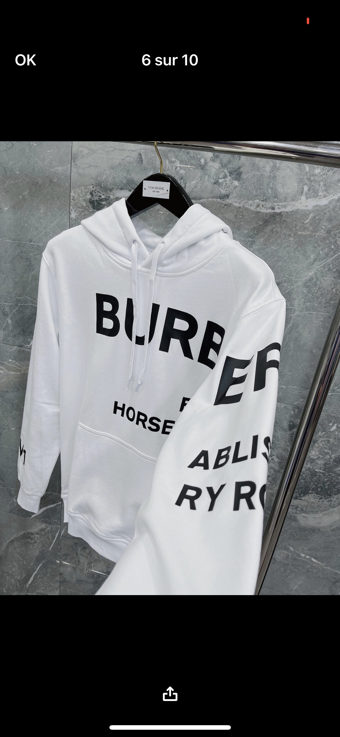 White BRB sweatshirt invoice
