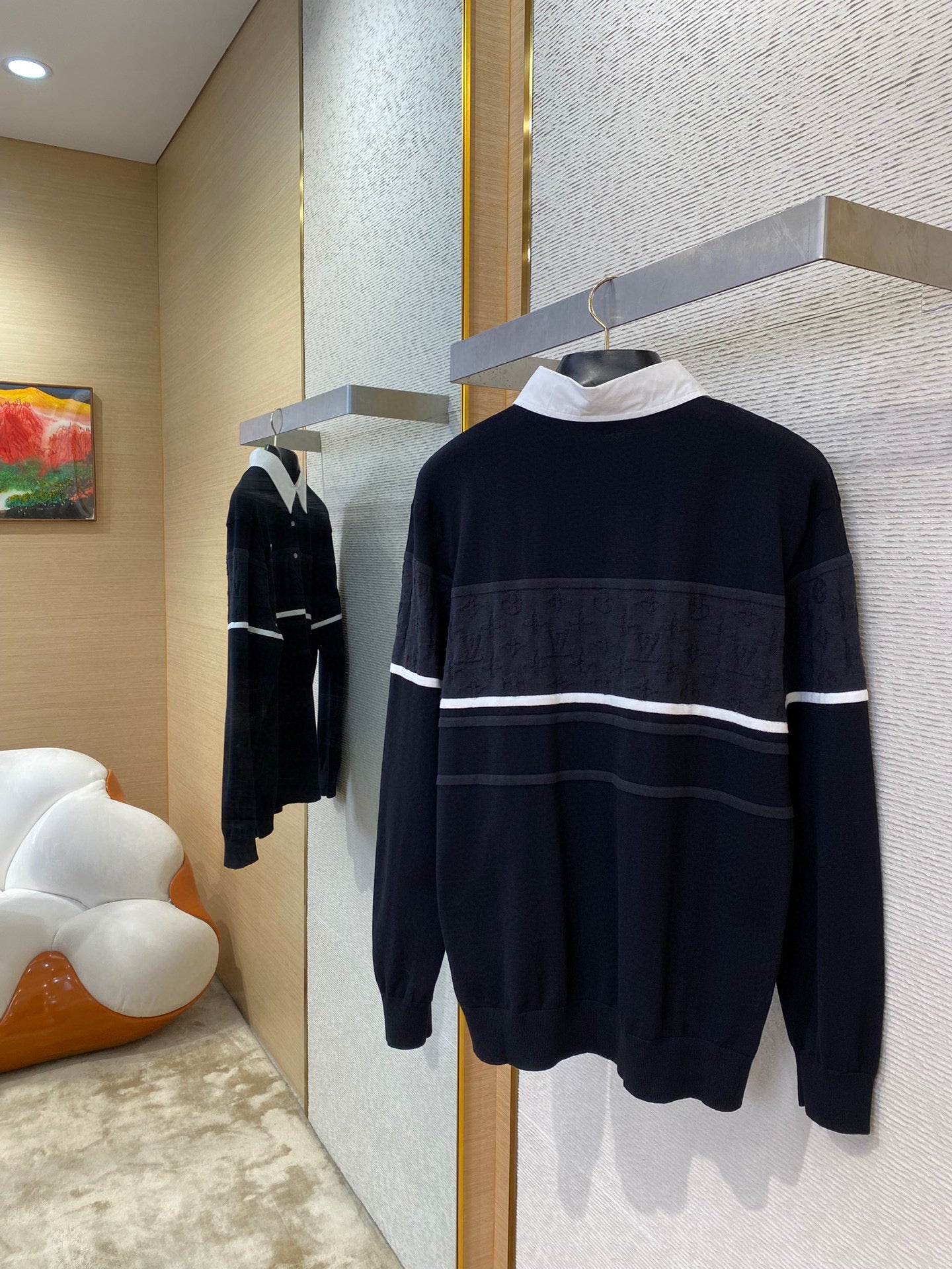 Chemise LV Monogram Jacquard Long-Sleeved Polo Shirt