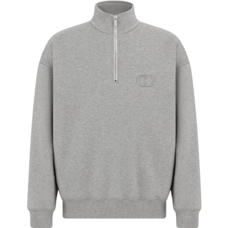 Sweat shirt demi-zippé CD Icon Molleton de coton gris foncé