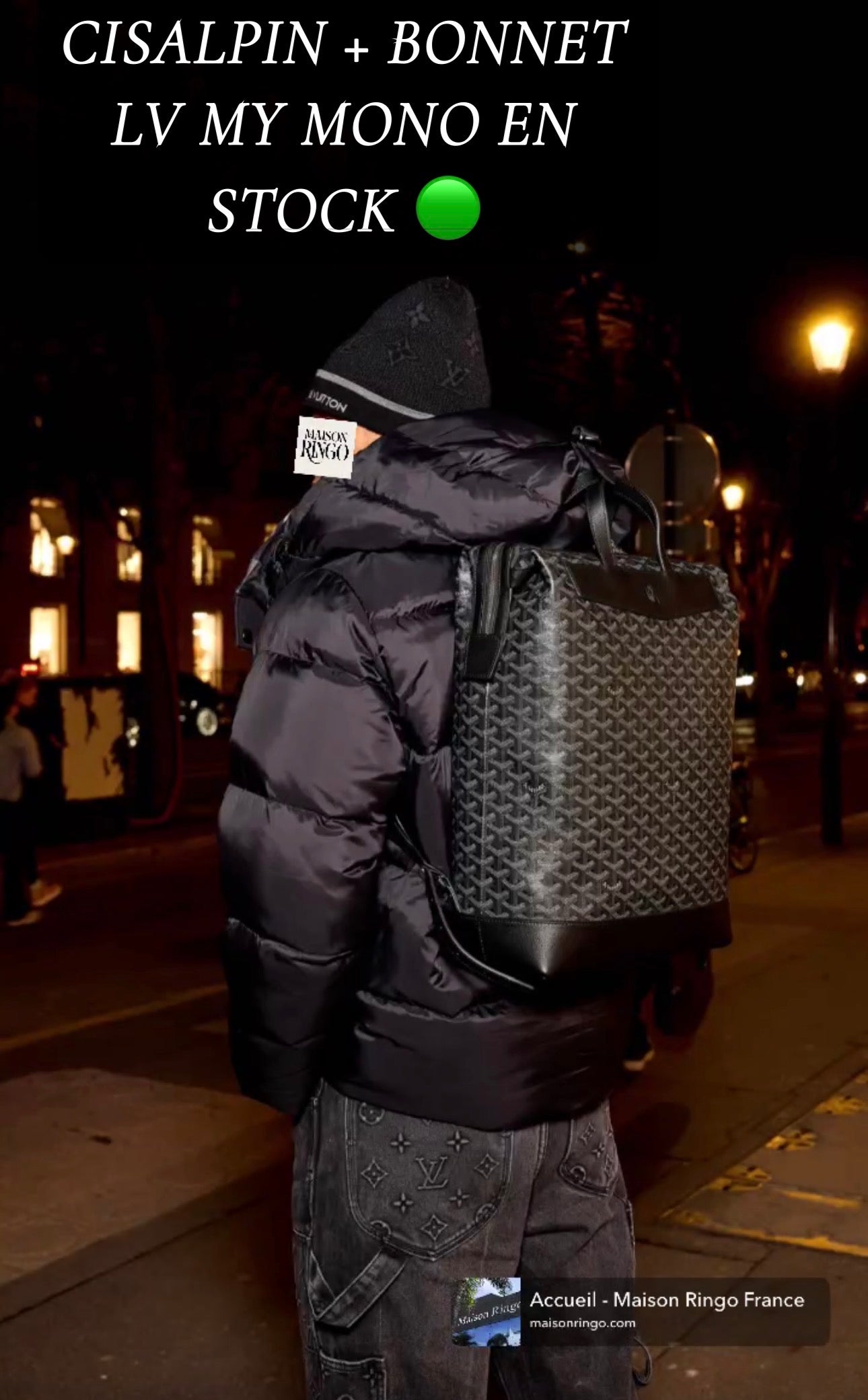 Bonnet LV My Monogram Éclipse BLACK + TICKET DE CAISSE 🚚⚡️📦