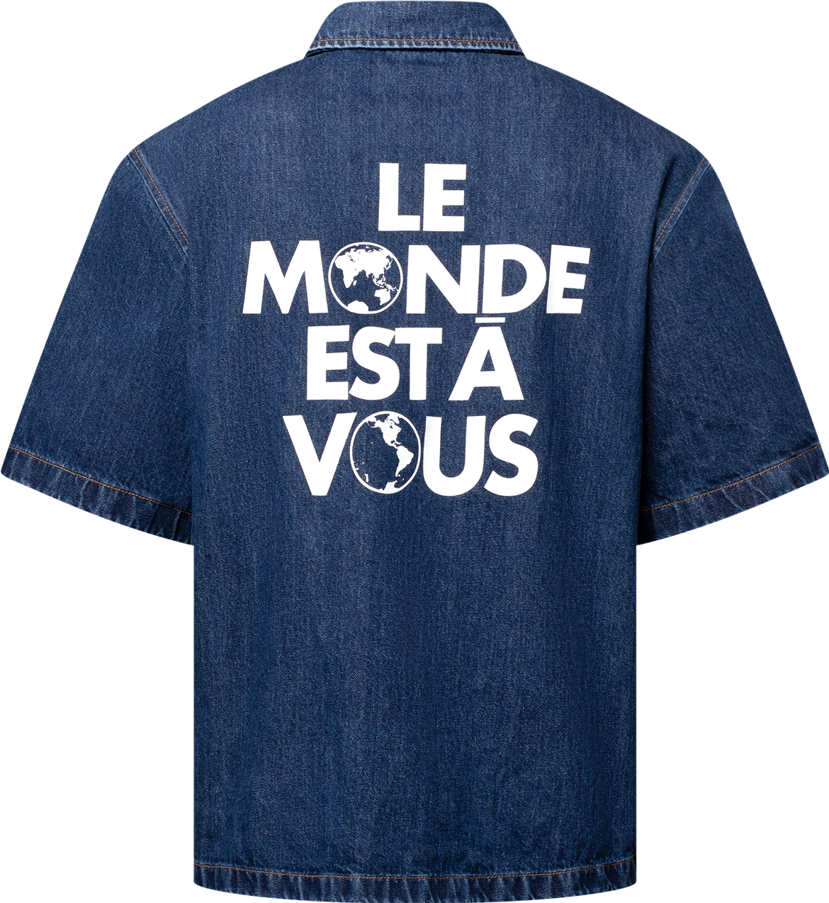 Lv Signature Denim Short-Sleeved Shirt