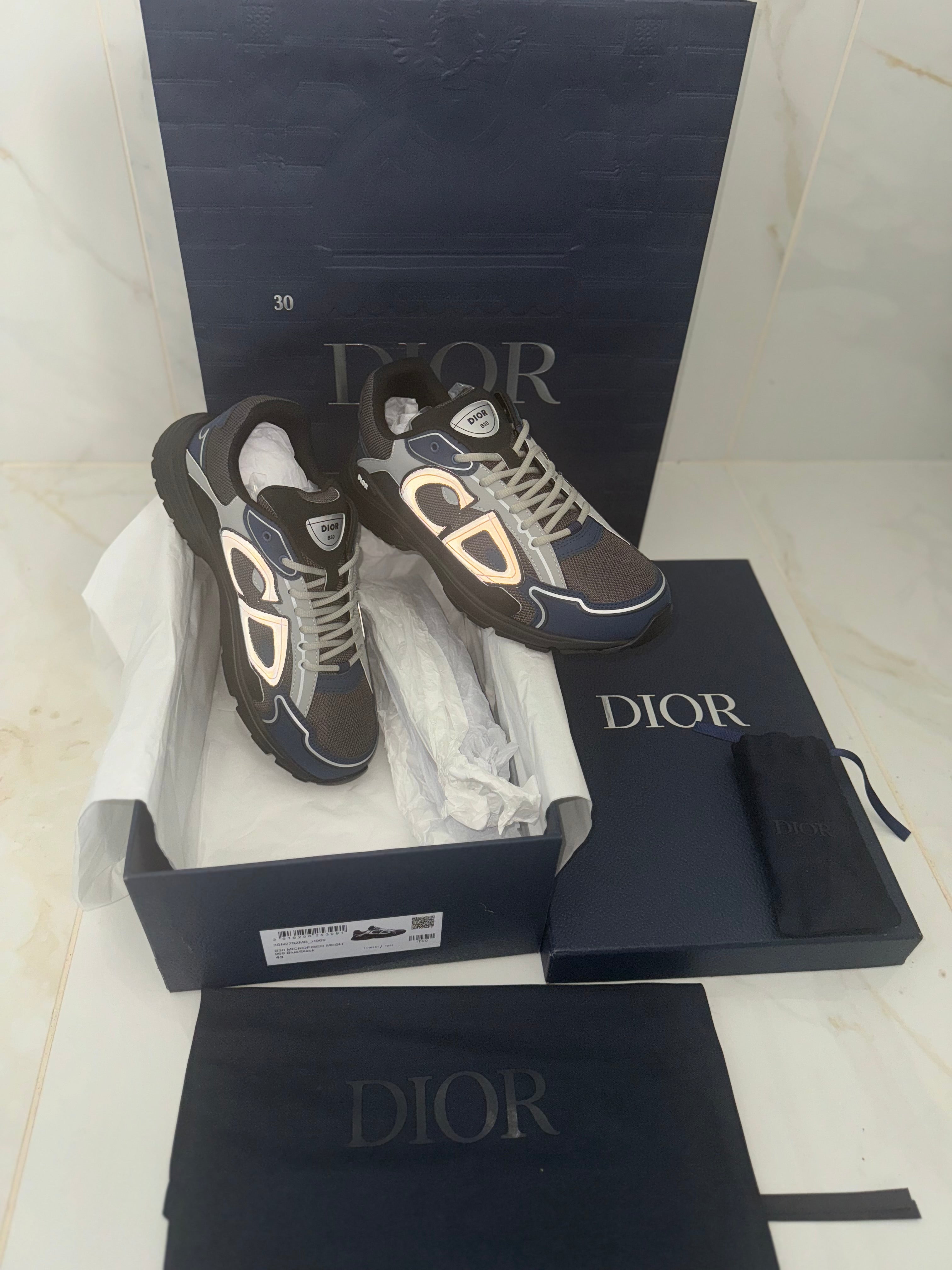 SNEAKERS B30 V3 VERSION BIEN LISSE BLUE NIGHT GREY RÉFLECTIVE RÉACTION CORRECTES FACTURE PACKAGING COMPLET