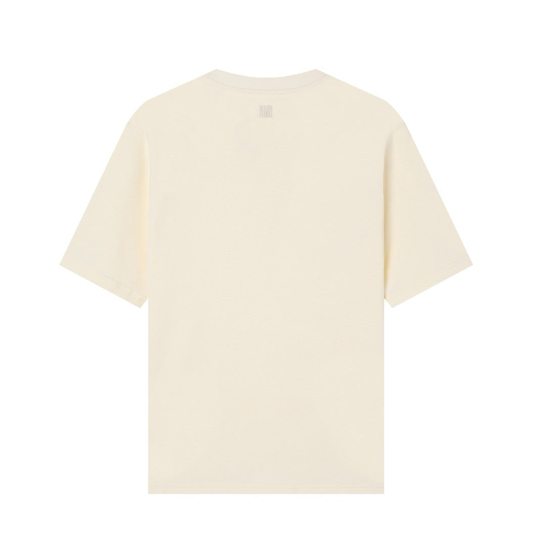 T-shirt beige à logo ami de cœur gris
