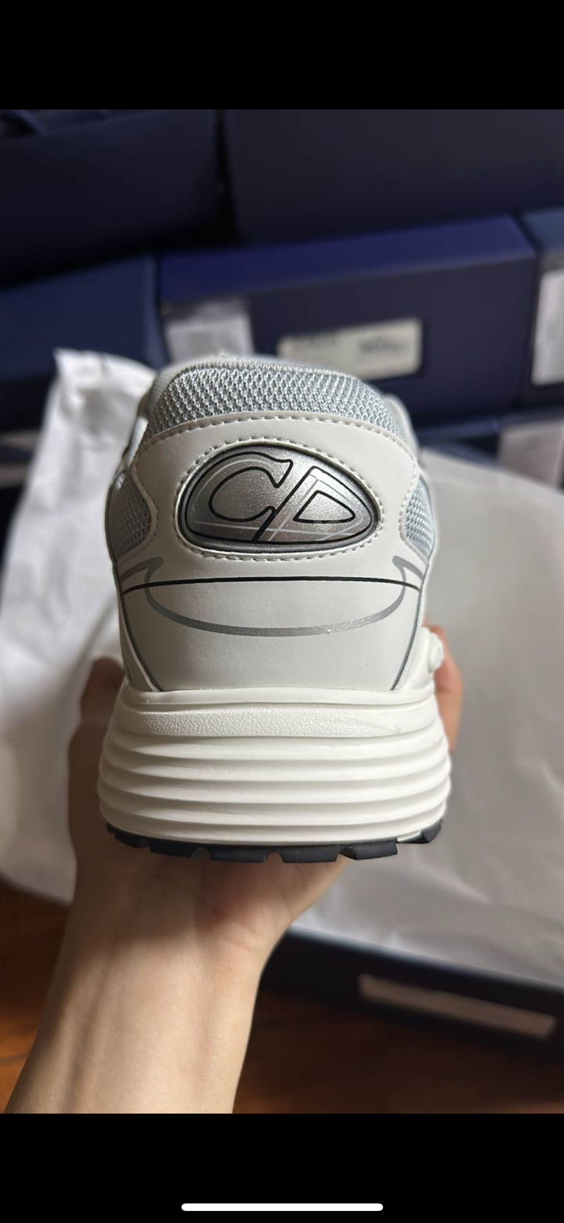 SNEAKERS B30 V2 VERSION BIEN LISSE WHITE GREY RÉFLECTIVE RÉACTION CORRECTES FACTURE PACKAGING COMPLET