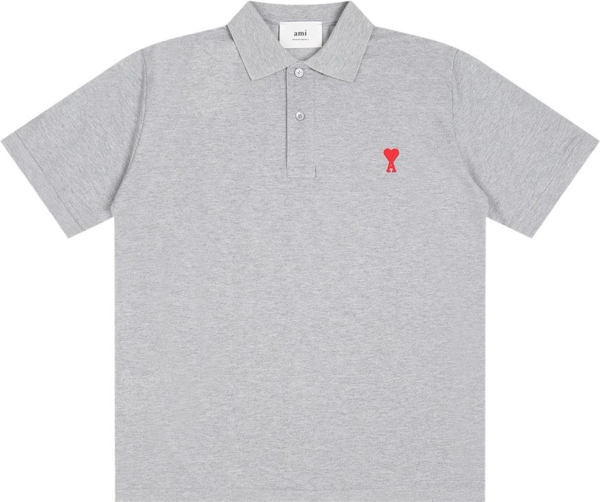 Polo gris à petit logo ami de cœur rouge