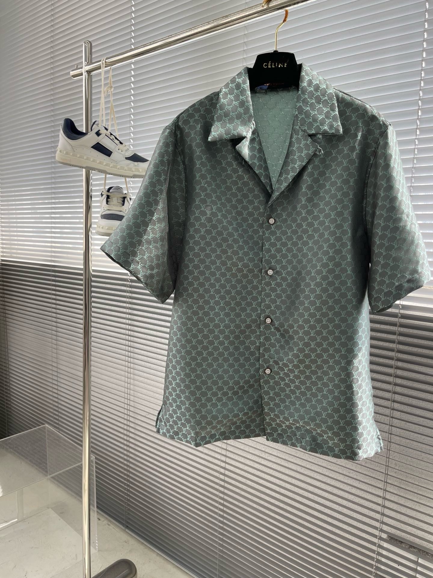 Ensemble chemise lv manches courtes en jacquard de soie mélangée