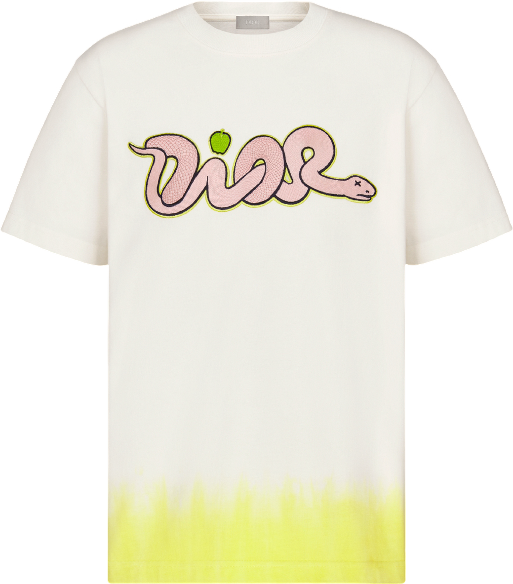 T-shirt CD AND KAWS, coupe relax Jersey de coton orange et rouge
