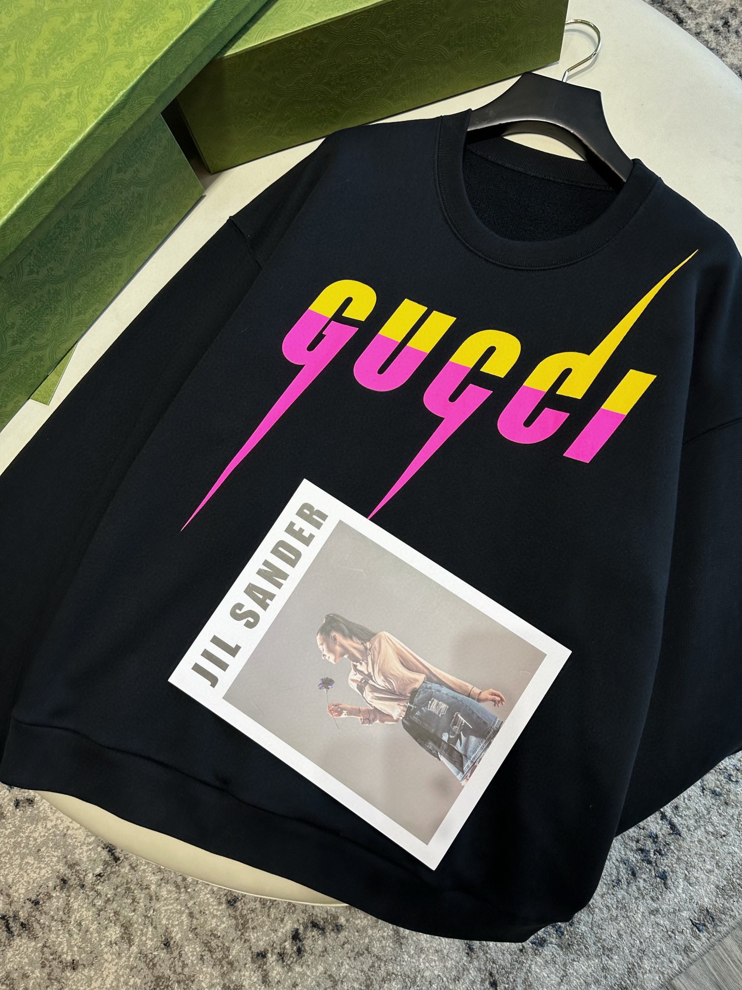 Gucci print coton sweat-shirt black and pink