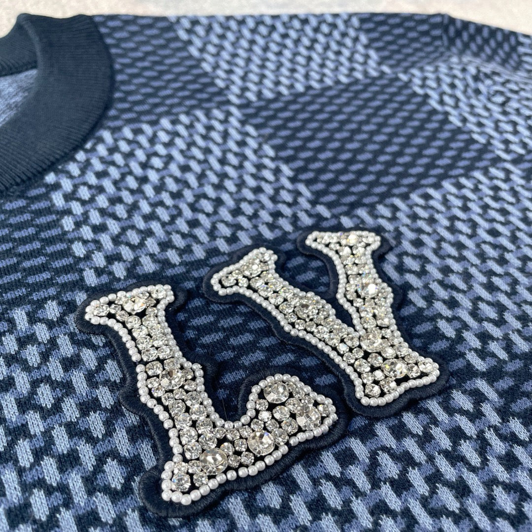 T shirt Lv Damier a Patch Bleu