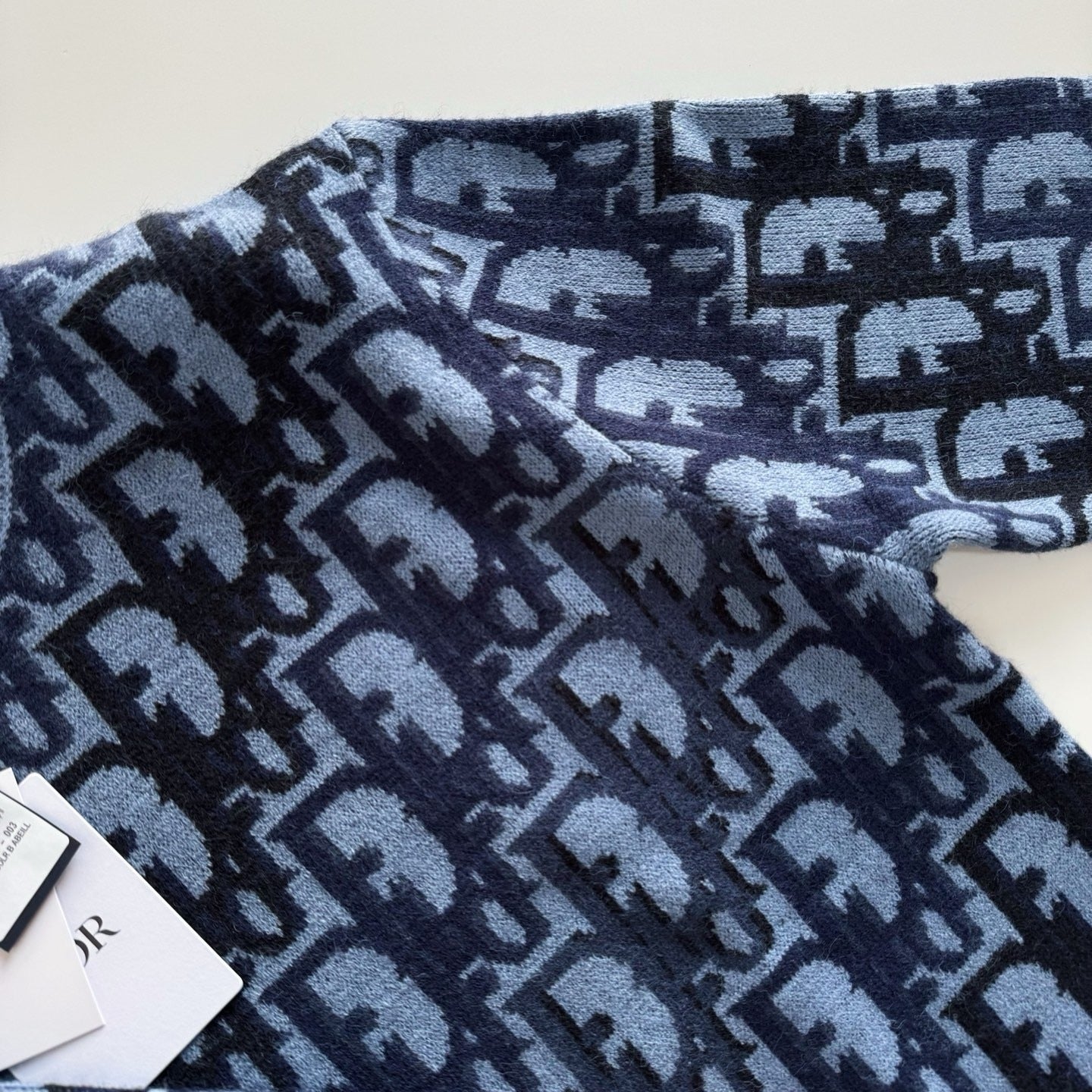 Pull CD Oblique Jacquard de laine bleue