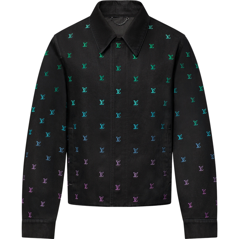 Blouson sportswear brodé LV Blason Gradient en denim