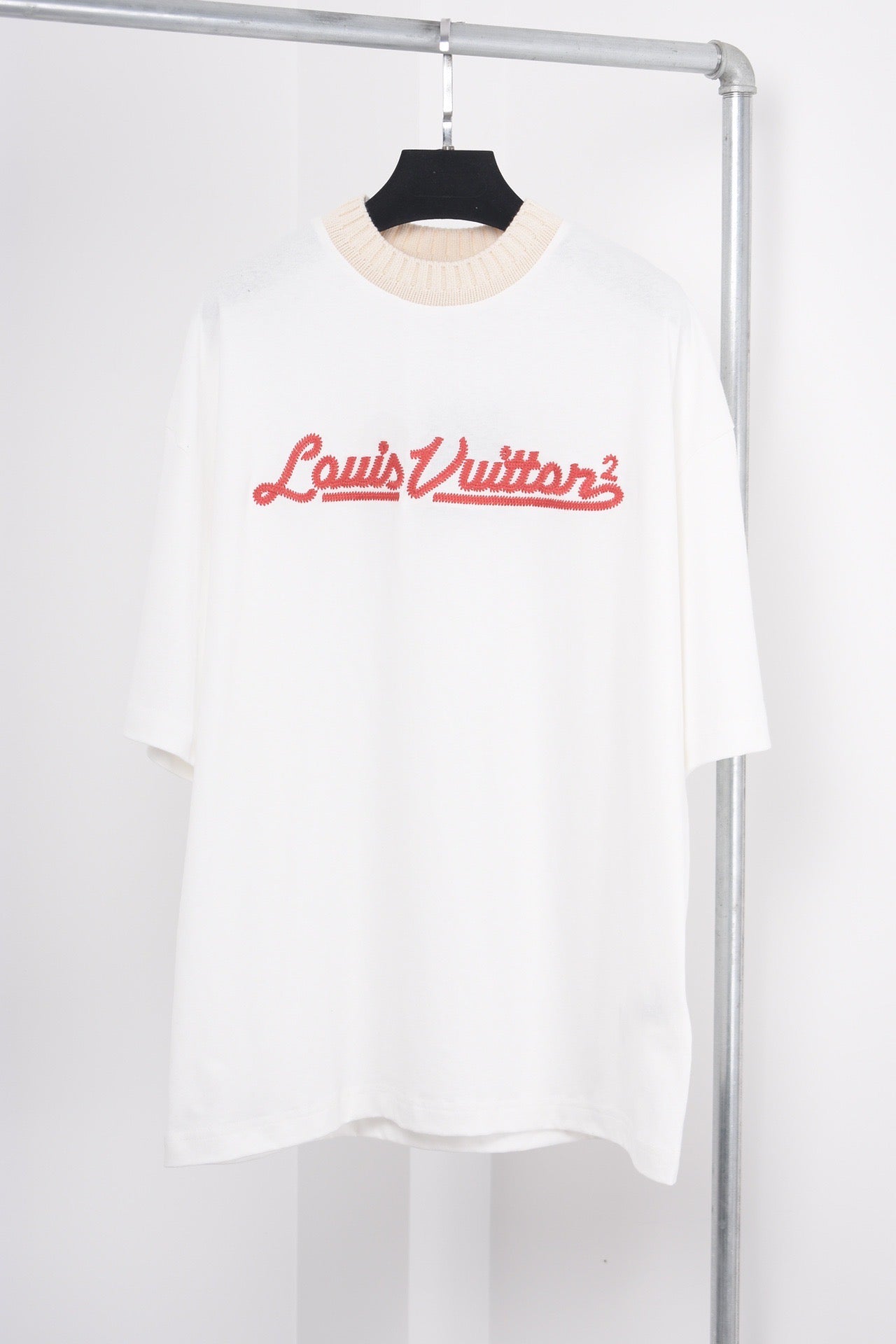 LV x NGO white embroidered funnel neck t-shirt