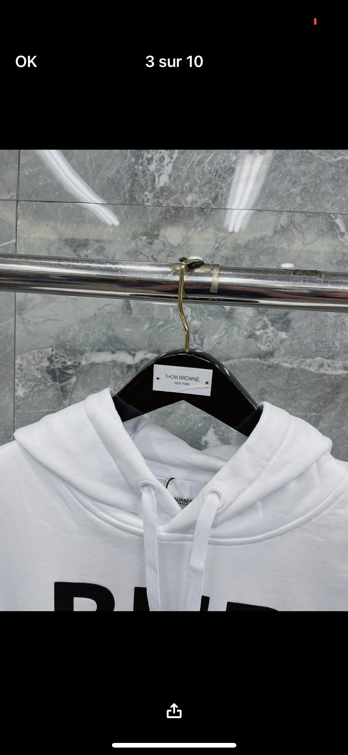 White BRB sweatshirt invoice