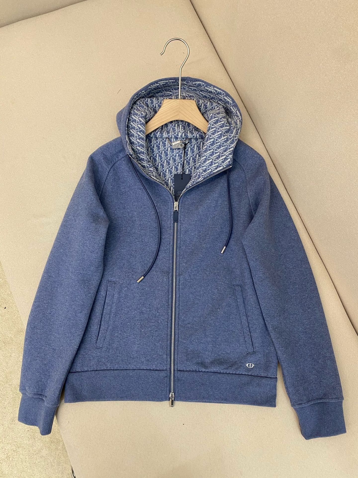 survêtement à capuche CDMaille de coton et cachemire bleu marine