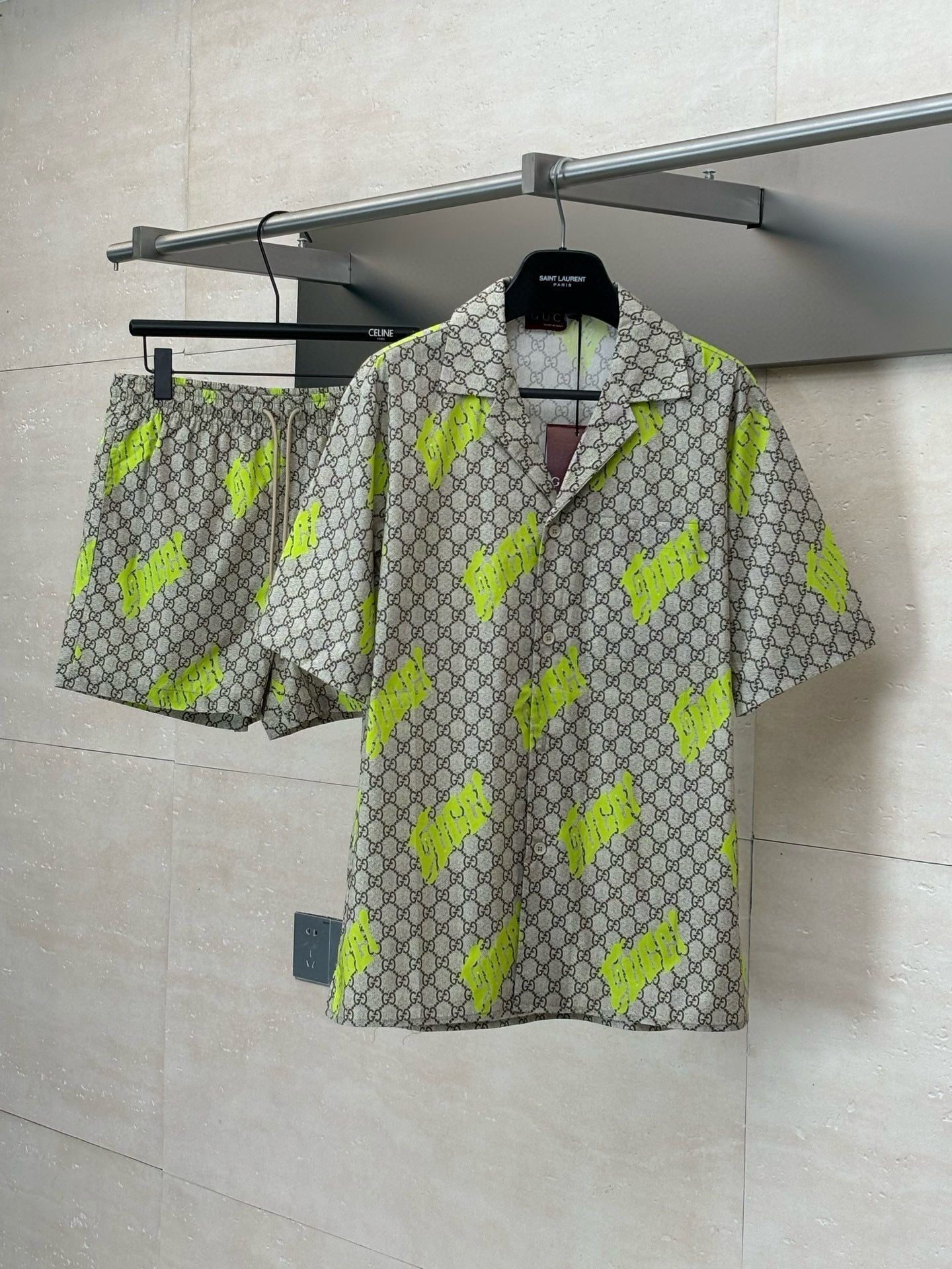 CHEMISE GG DE BOWLING EN POPELINE DE COTON À IMPRIMÉ