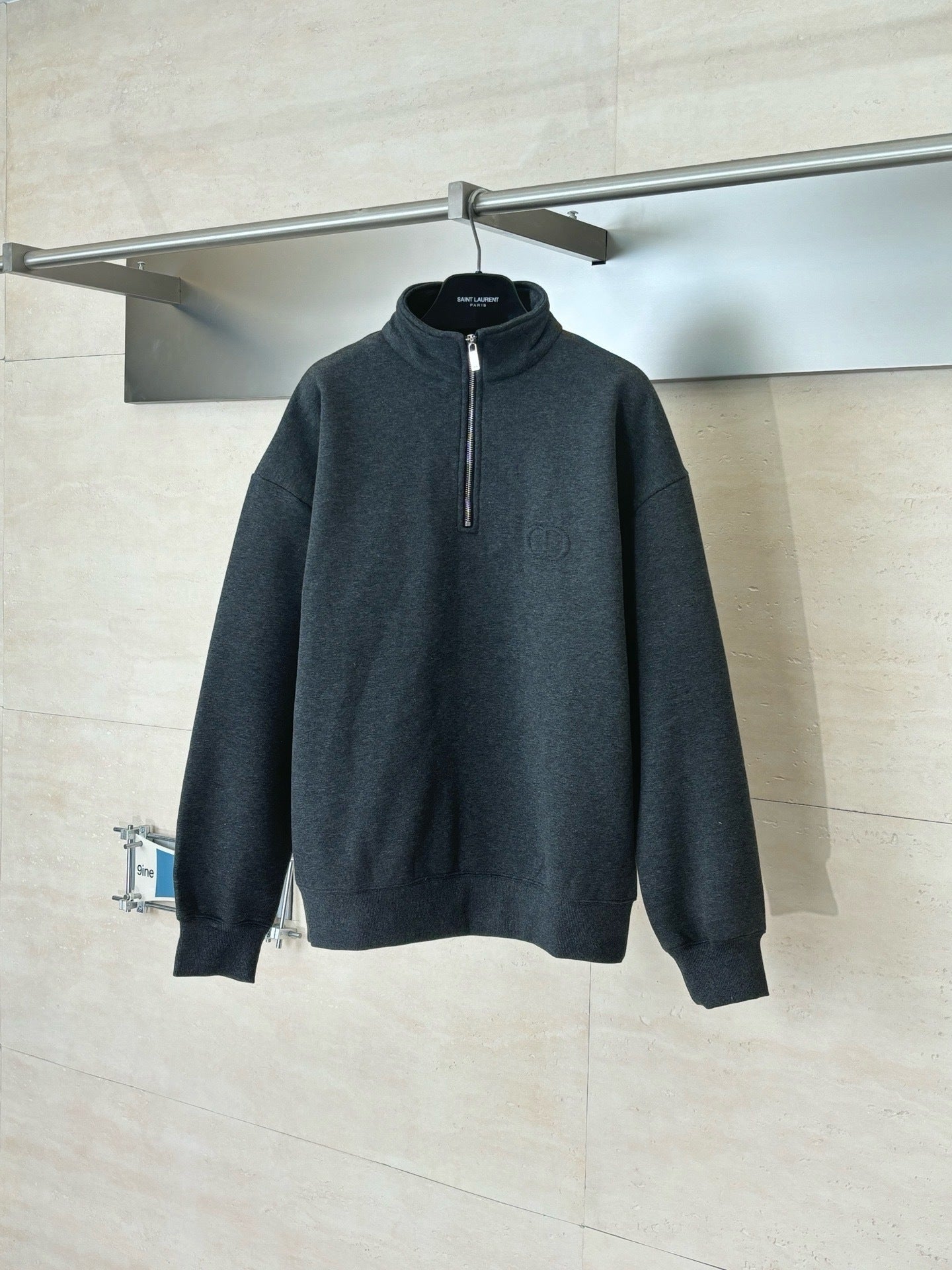 Sweatshirt demi-zippé CD Icon Molleton de coton gris foncé