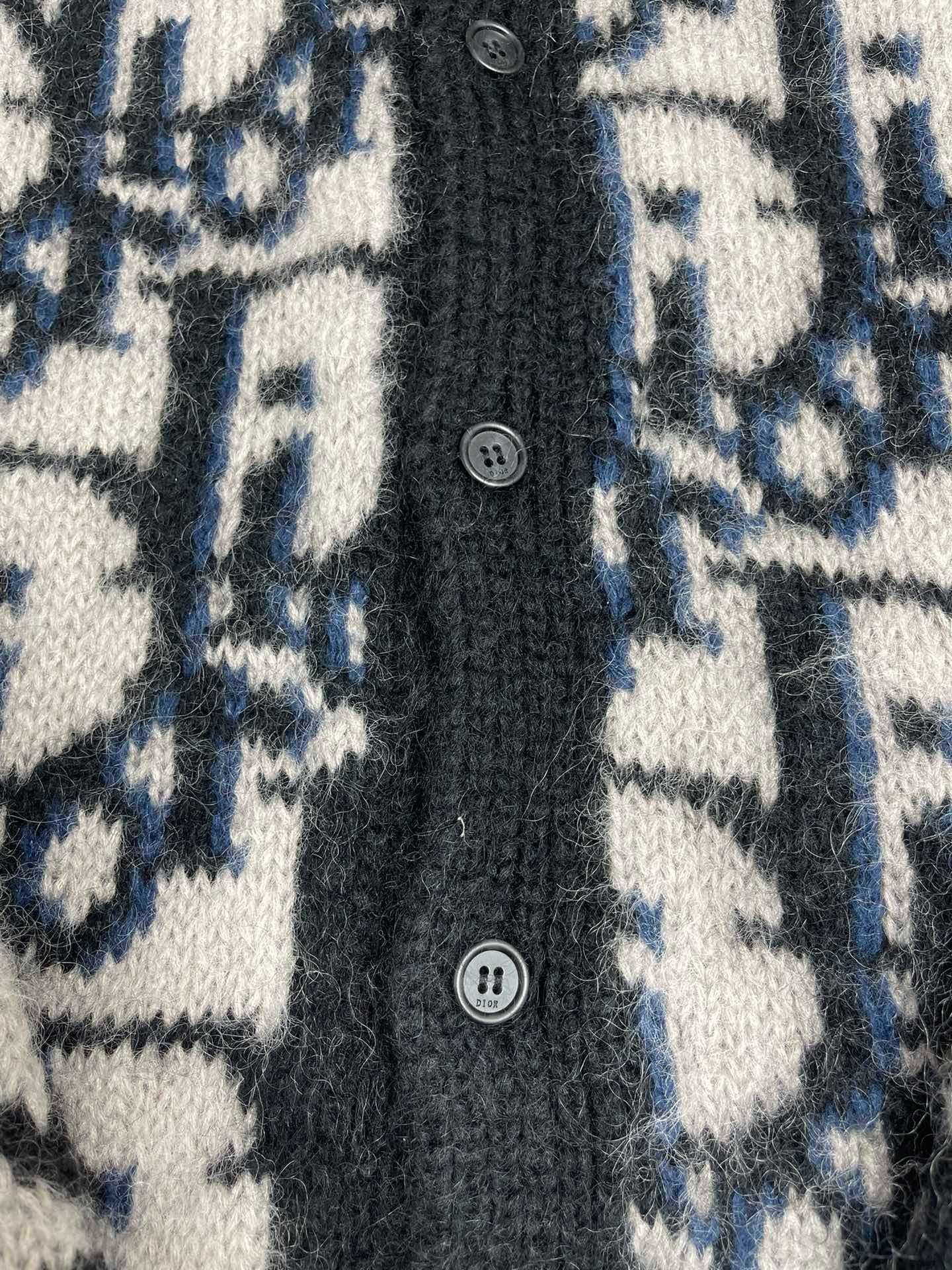 Cardigan CD Oblique Maille de mohair et laine mélangés bleus
