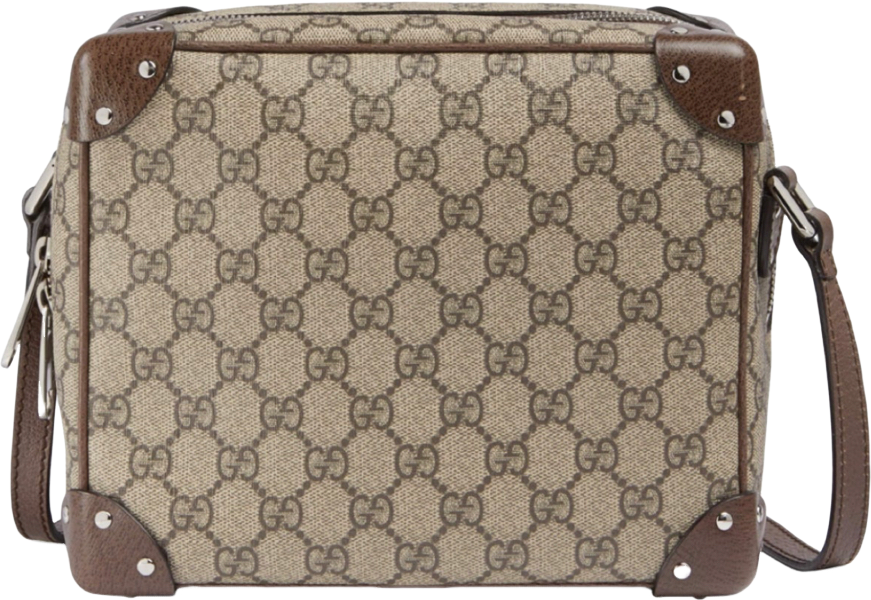 Gg Detail brown leather satchel