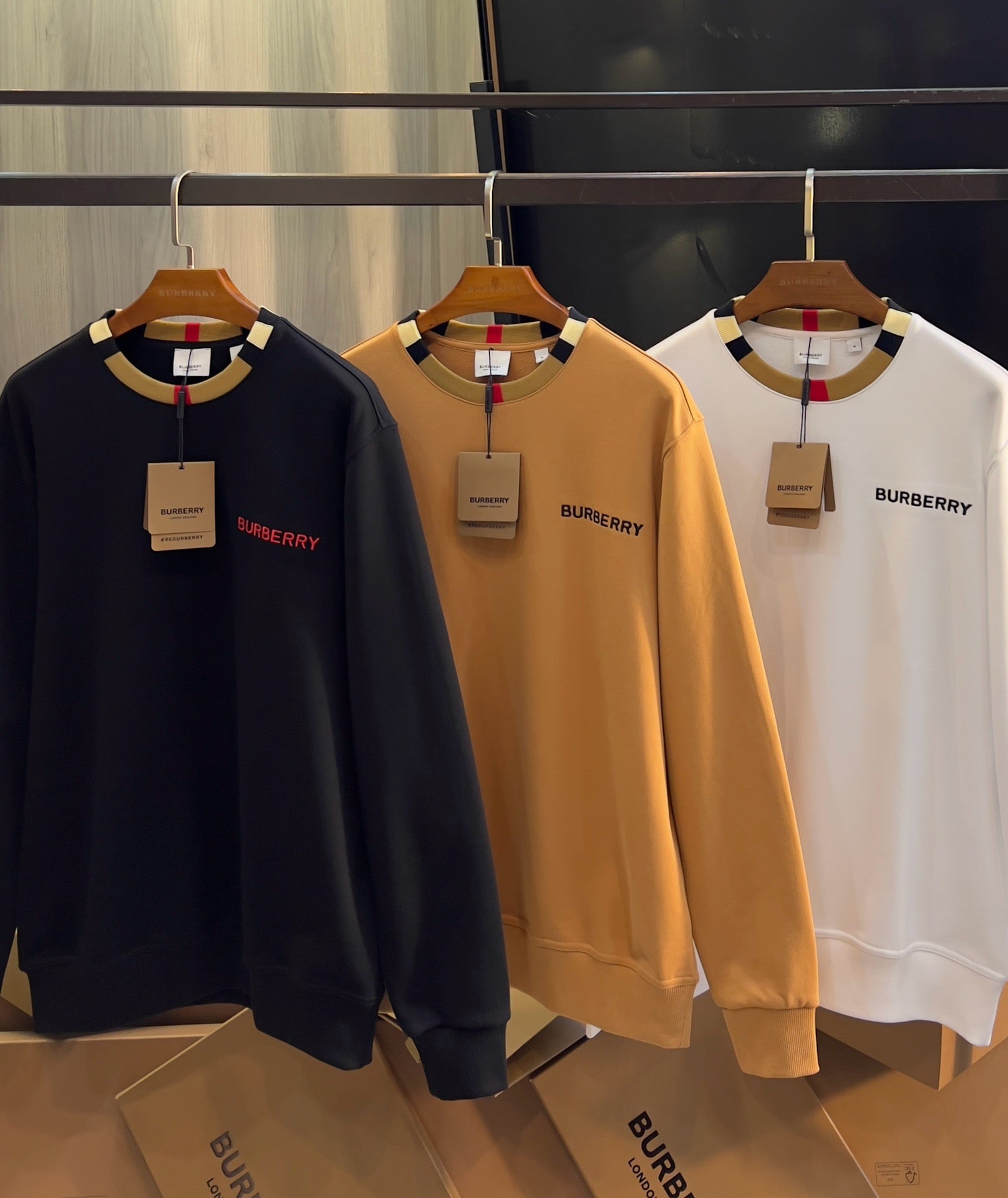 Brb Sweatshirt en coton à rayures Icon Noir