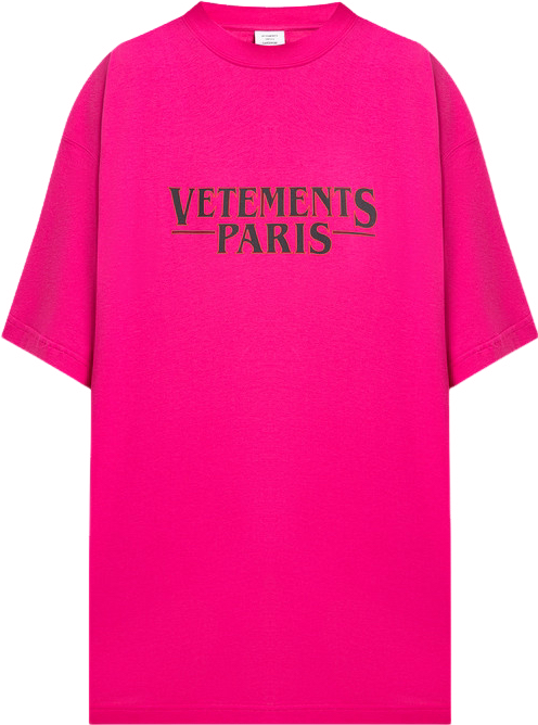 Rosafarbenes T-Shirt mit vtmnts-Logoaufdruck