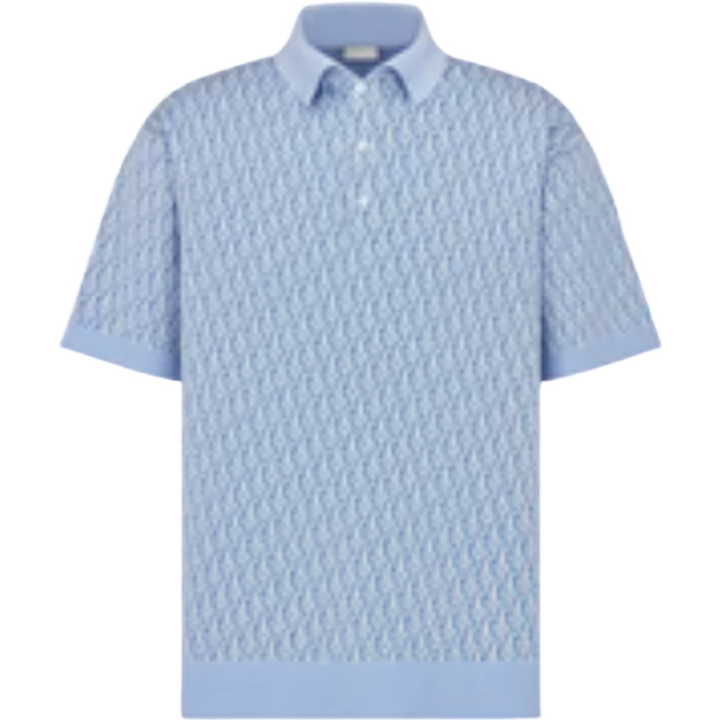 Polo CD oblique coton Jacquard bleu
