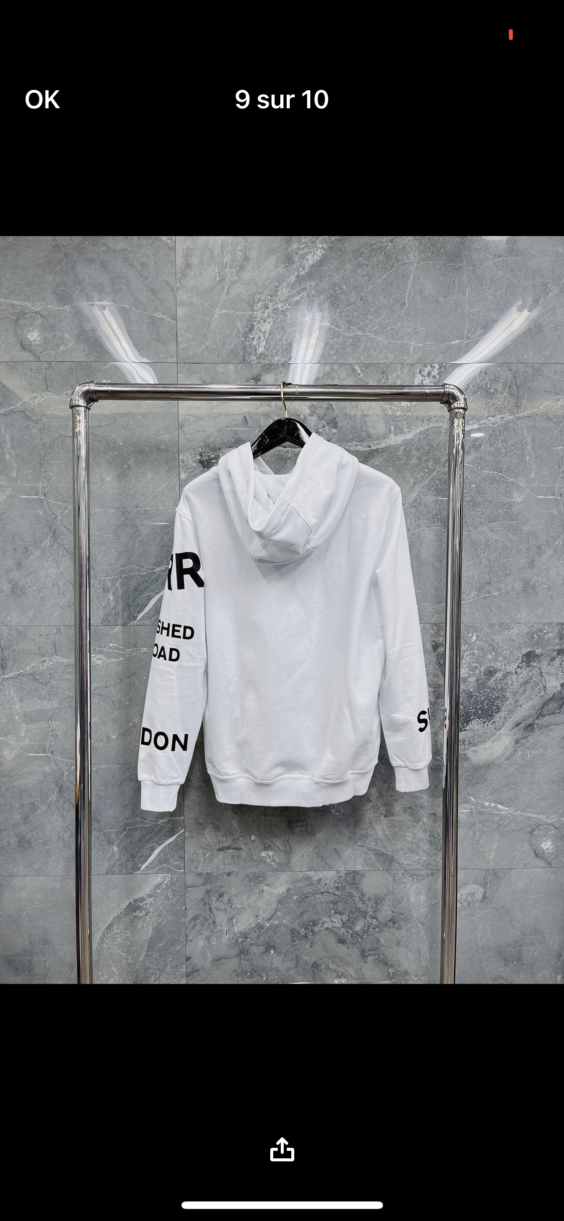 White BRB sweatshirt invoice