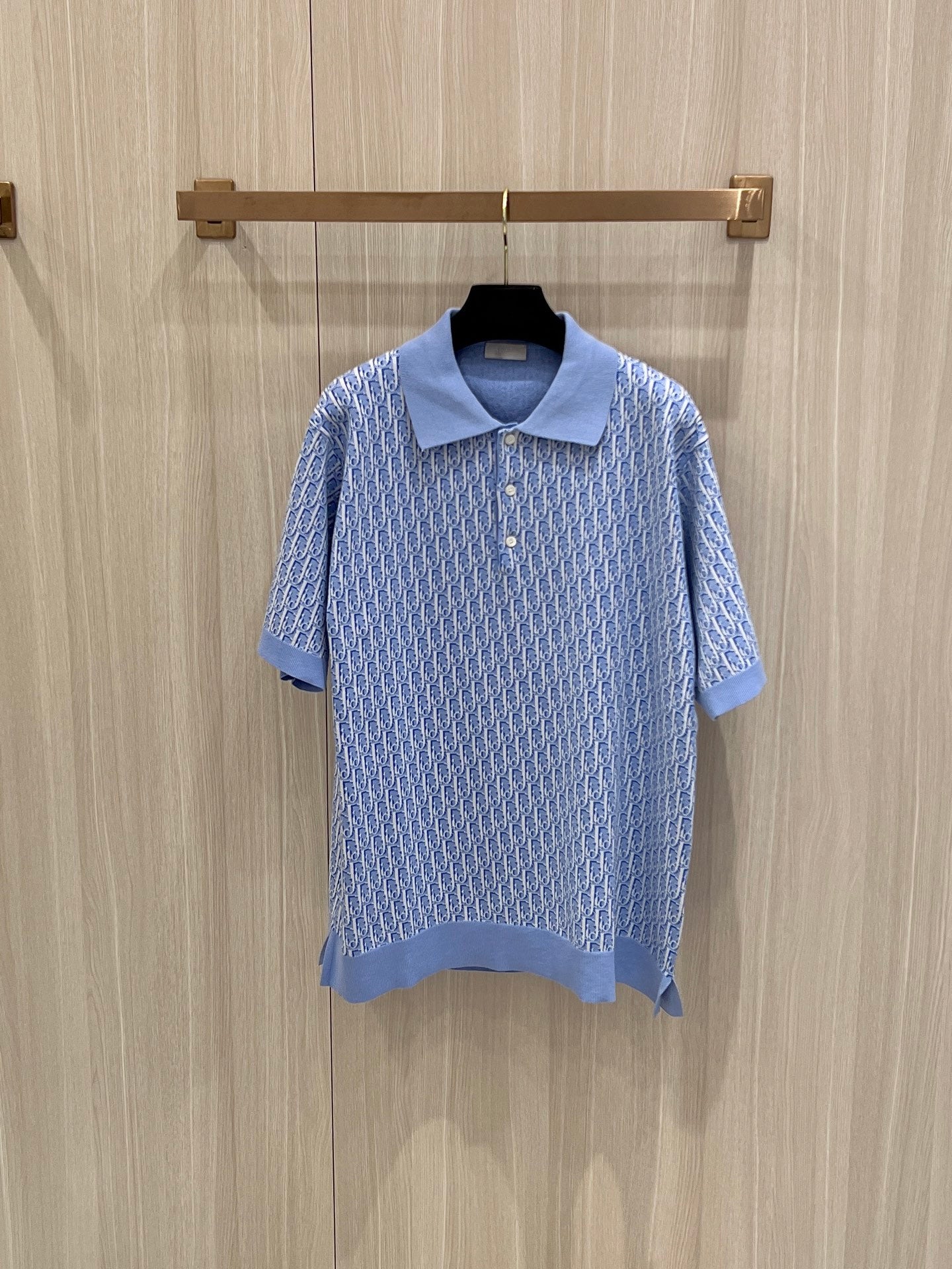 Polo CD oblique coton Jacquard bleu