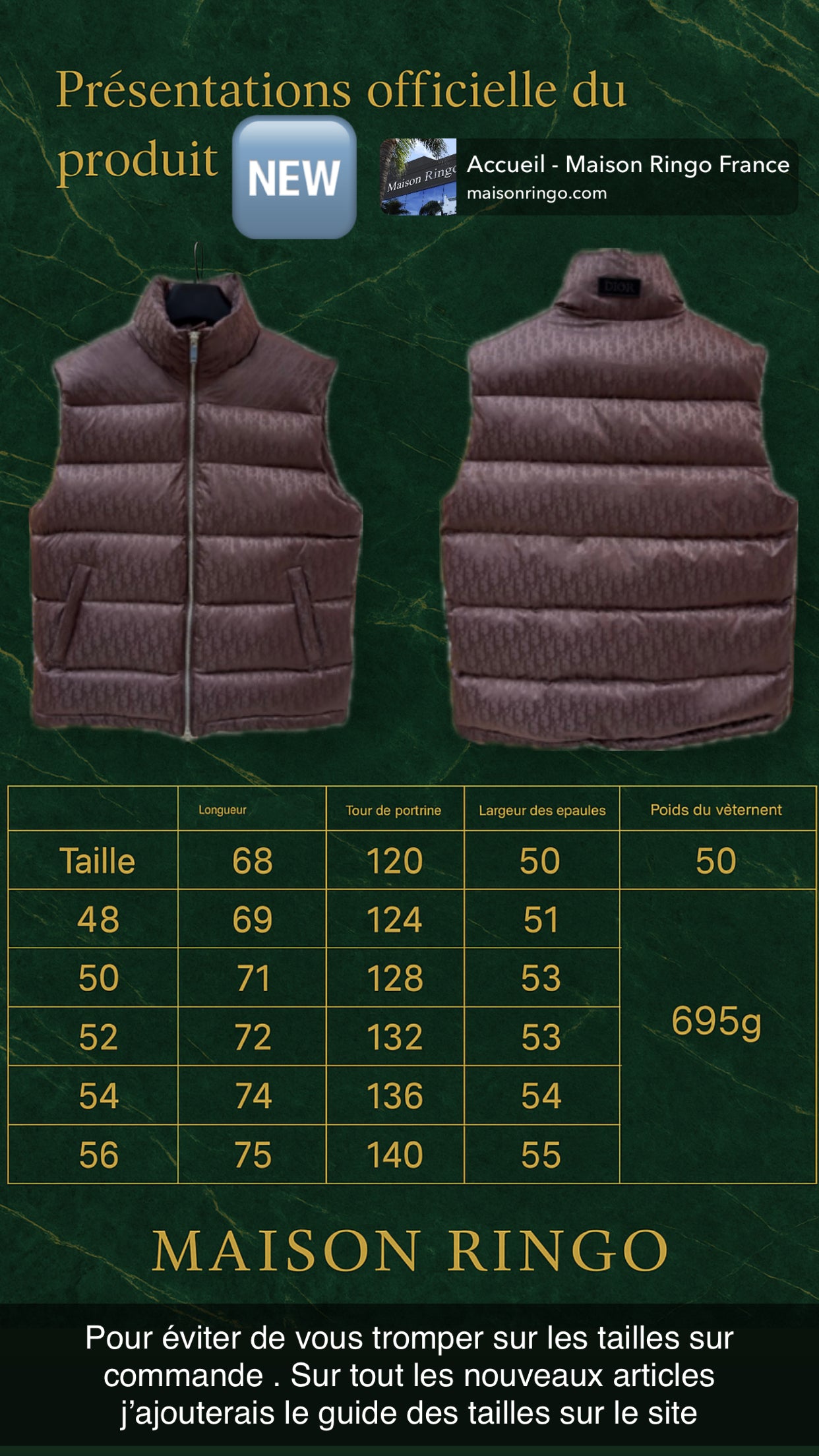 Doudoune sans manche bordeaux CD facture 10/10