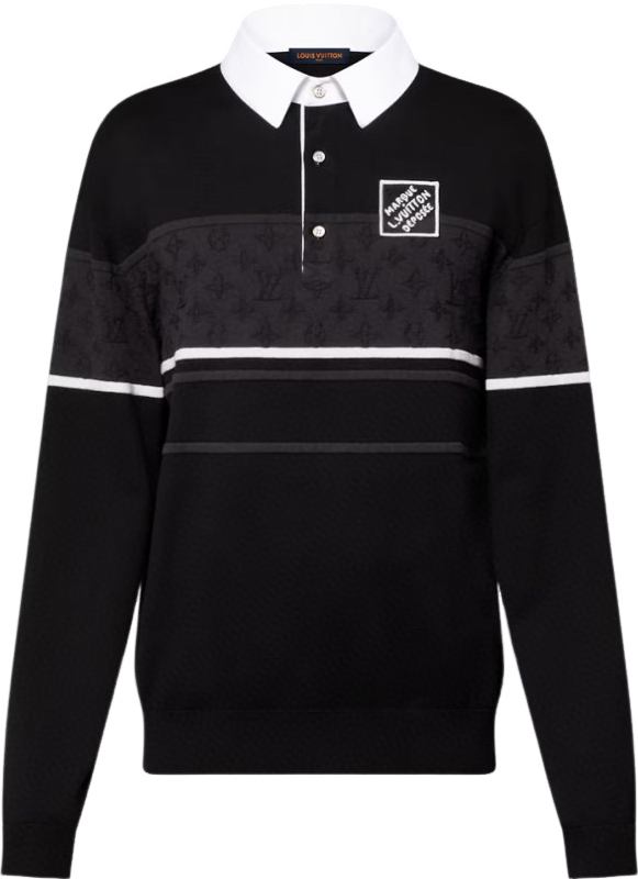 Chemise LV Monogram Jacquard Long-Sleeved Polo Shirt